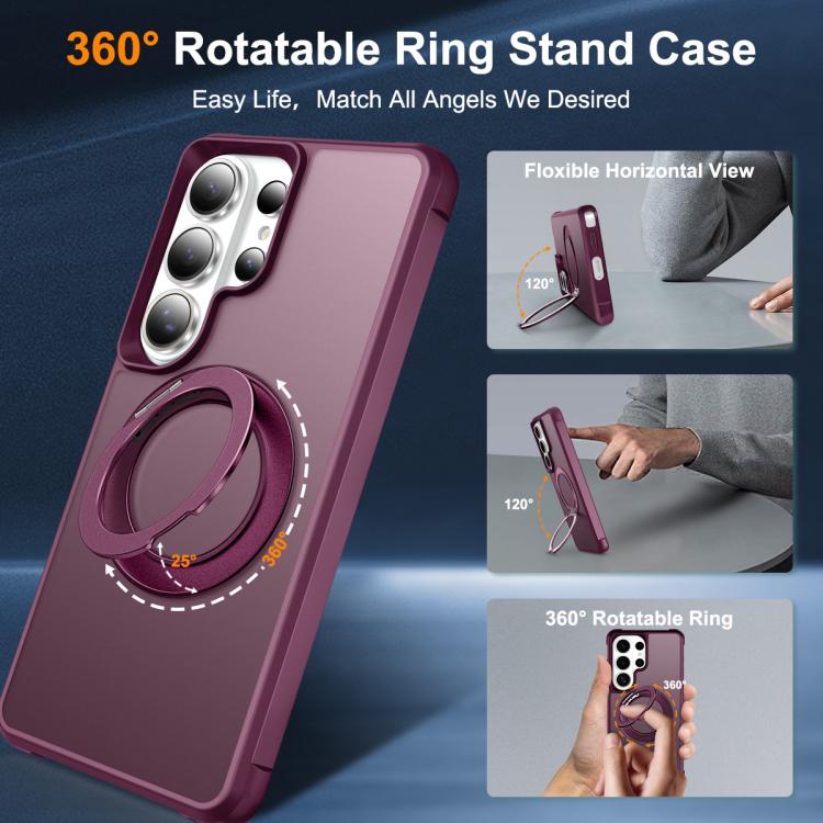 For Samsung Galaxy S26 Ultra 5G Skin-Feel Rotary Damping Bracket MagSafe Phone Case