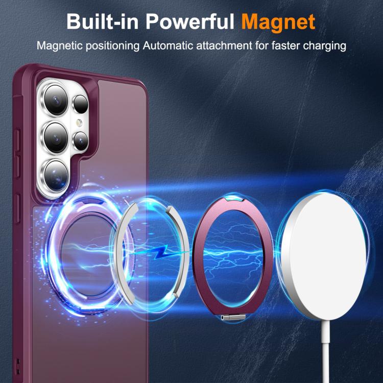 For Samsung Galaxy S26 Ultra 5G Skin-Feel Rotary Damping Bracket MagSafe Phone Case