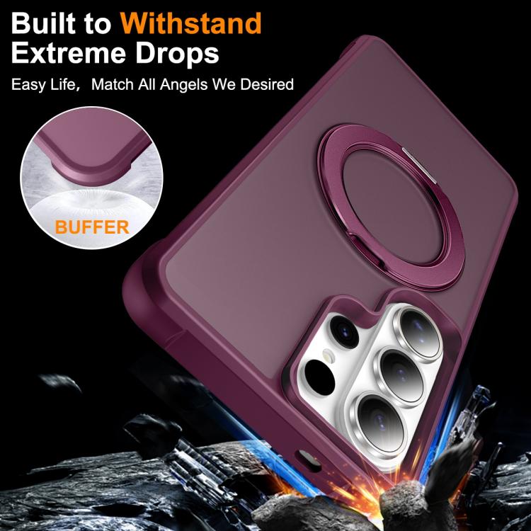 For Samsung Galaxy S26 Ultra 5G Skin-Feel Rotary Damping Bracket MagSafe Phone Case