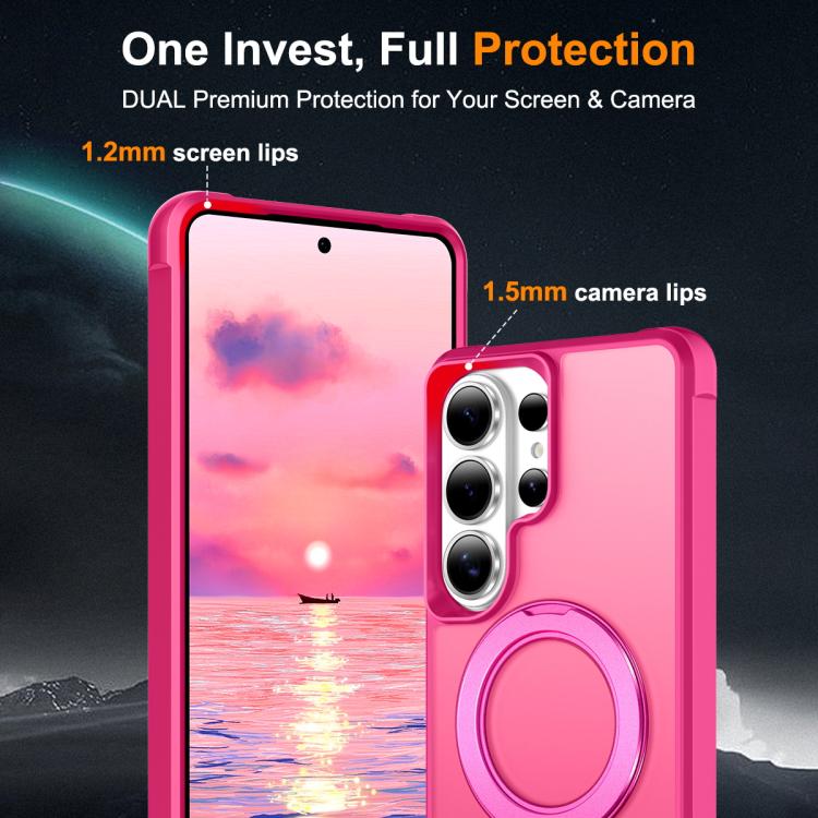 For Samsung Galaxy S26 Ultra 5G Skin-Feel Rotary Damping Bracket MagSafe Phone Case
