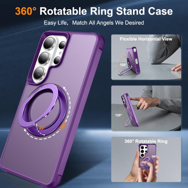 For Samsung Galaxy S26 Ultra 5G Skin-Feel Rotary Damping Bracket MagSafe Phone Case