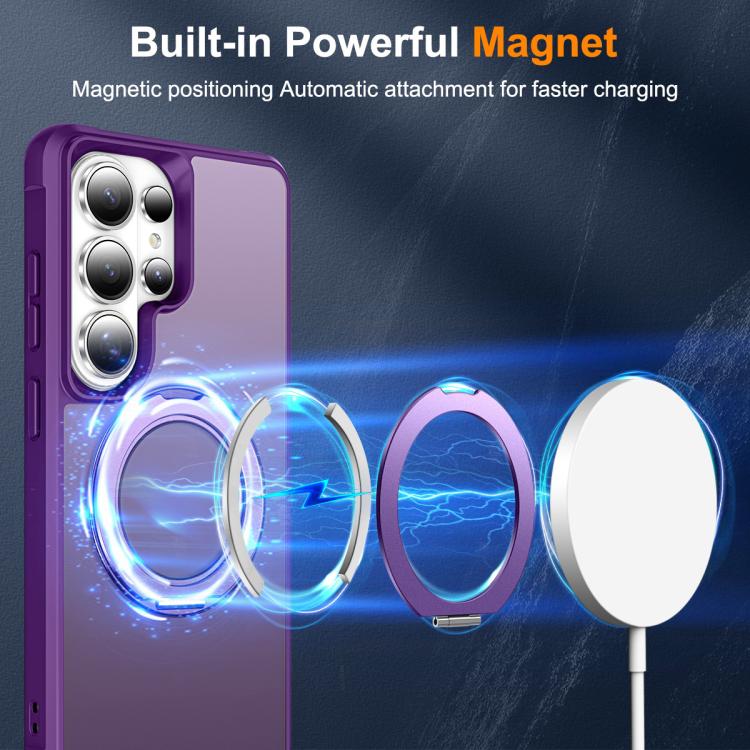 For Samsung Galaxy S26 Ultra 5G Skin-Feel Rotary Damping Bracket MagSafe Phone Case