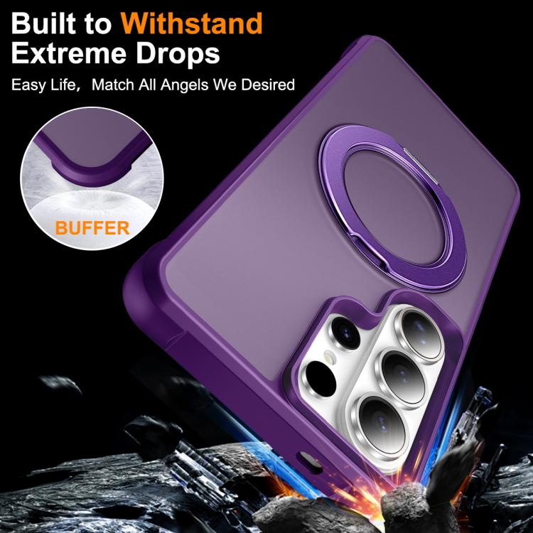 For Samsung Galaxy S26 Ultra 5G Skin-Feel Rotary Damping Bracket MagSafe Phone Case