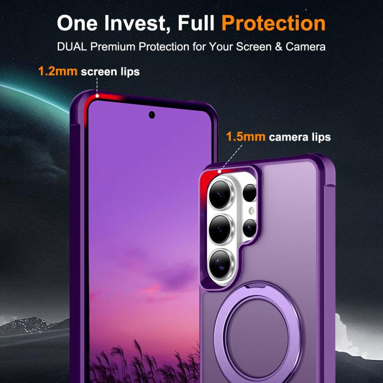 For Samsung Galaxy S26 Ultra 5G Skin-Feel Rotary Damping Bracket MagSafe Phone Case