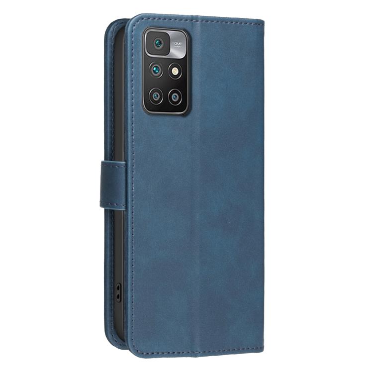 For Redmi 10 / 10 2022 / Note 11 4G Solid Color Calfskin Texture RFID Vegan Leather Phone Case