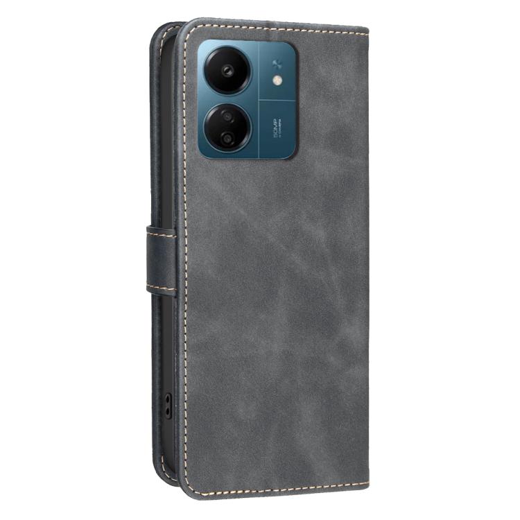 For Redmi 13C 5G / 4G Solid Color Calfskin Texture RFID Vegan Leather Phone Case