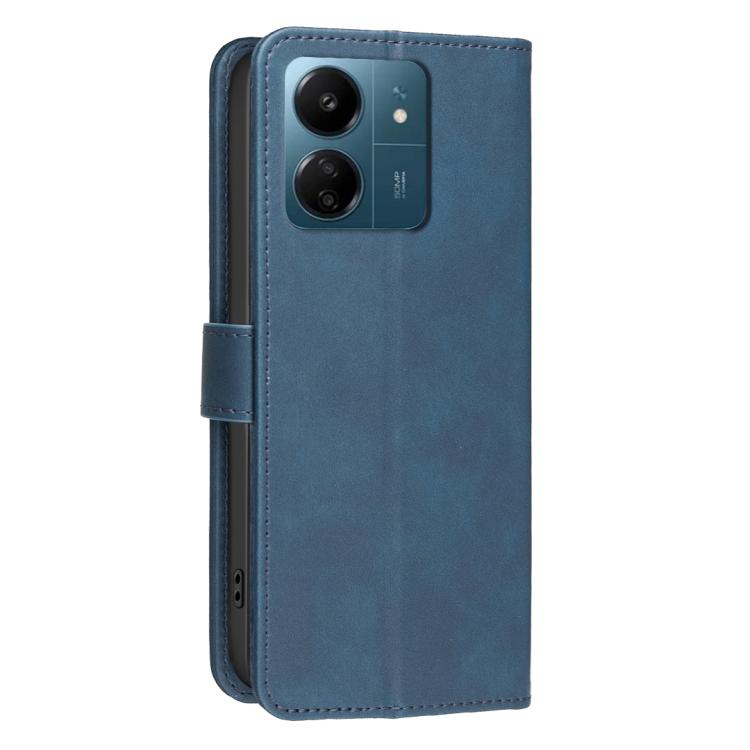For Redmi 13C 5G / 4G Solid Color Calfskin Texture RFID Vegan Leather Phone Case