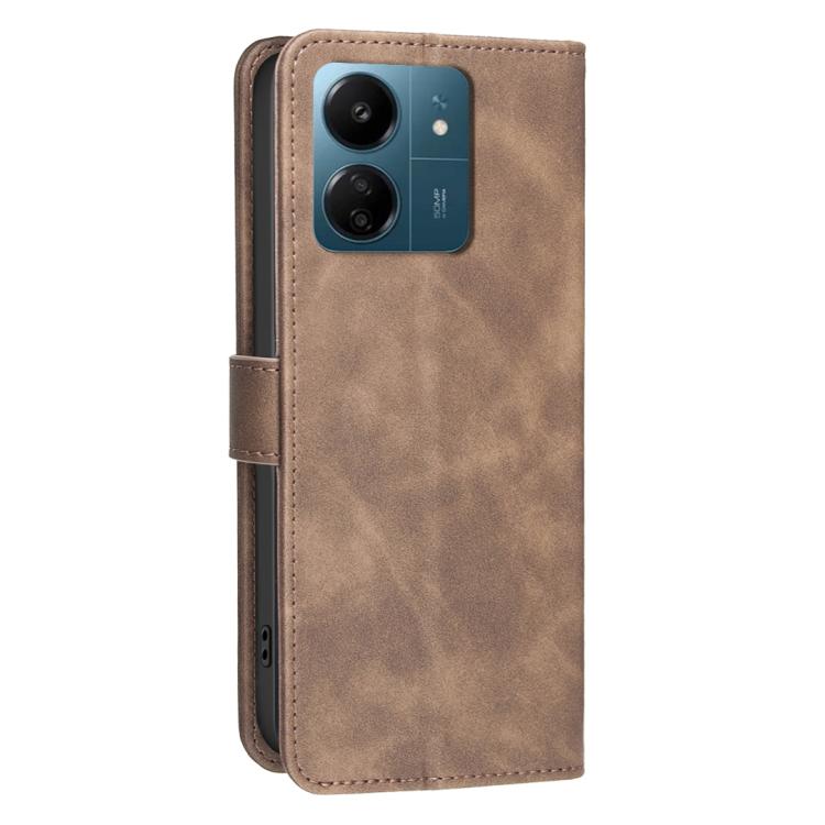 For Redmi 13C 5G / 4G Solid Color Calfskin Texture RFID Vegan Leather Phone Case