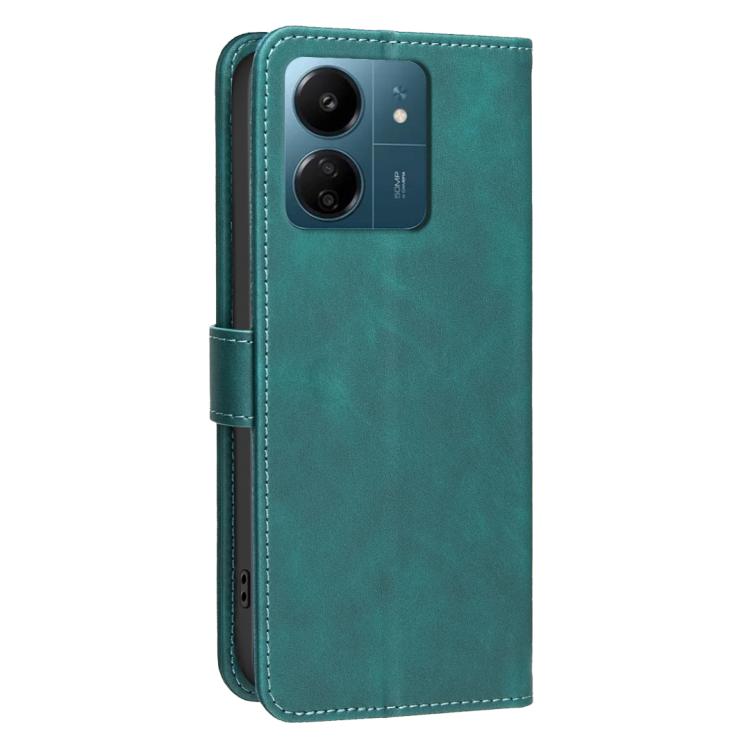 For Redmi 13C 5G / 4G Solid Color Calfskin Texture RFID Vegan Leather Phone Case