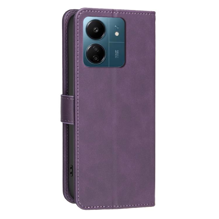 For Redmi 13C 5G / 4G Solid Color Calfskin Texture RFID Vegan Leather Phone Case