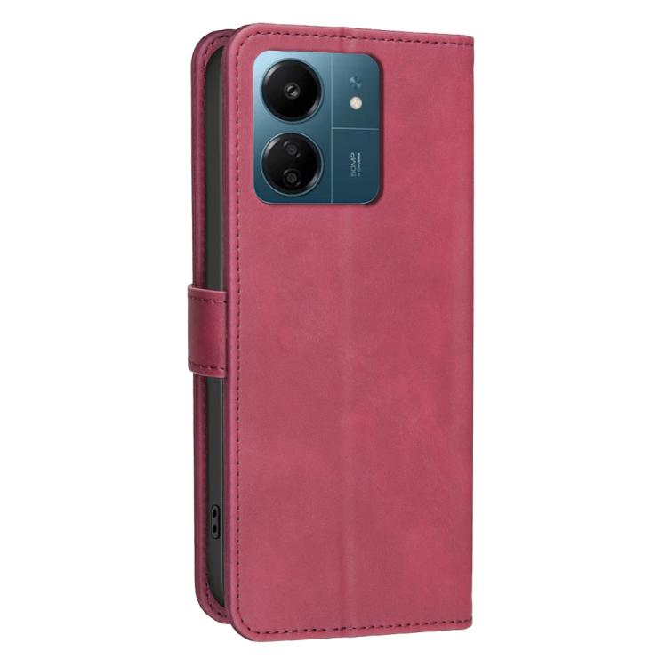For Redmi 13C 5G / 4G Solid Color Calfskin Texture RFID Vegan Leather Phone Case