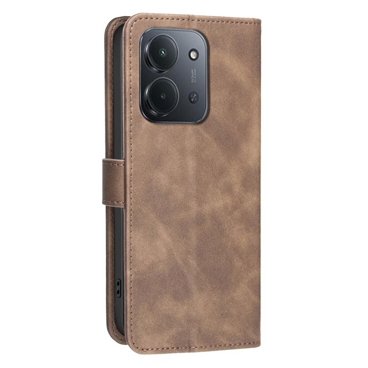 For Redmi 15C 5G / 4G EU 173mm Solid Color Calfskin Texture RFID Vegan Leather Phone Case