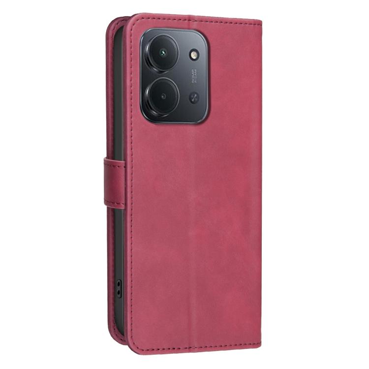 For Redmi 15C 5G / 4G EU 173mm Solid Color Calfskin Texture RFID Vegan Leather Phone Case