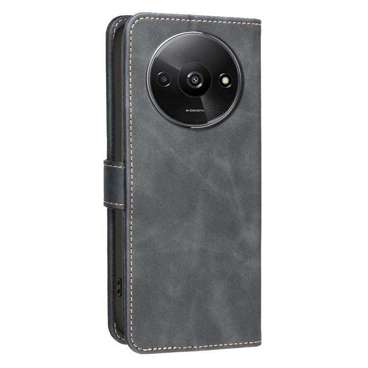 For Redmi A3 Solid Color Calfskin Texture RFID Vegan Leather Phone Case