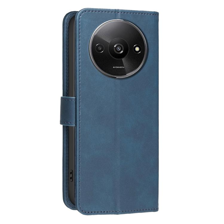 For Redmi A3 Solid Color Calfskin Texture RFID Vegan Leather Phone Case