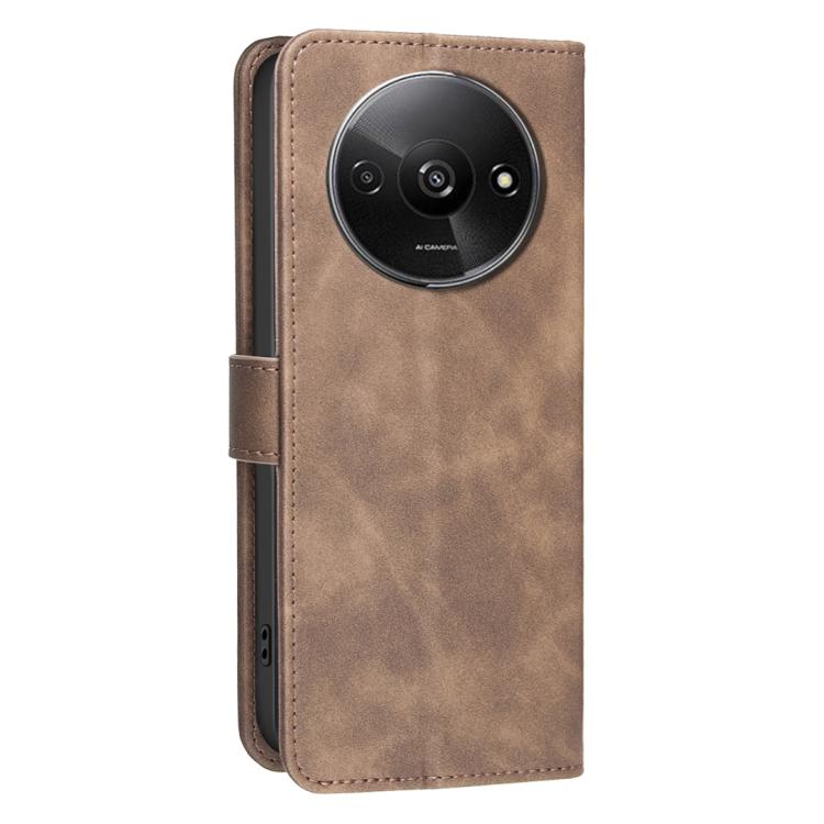 For Redmi A3 Solid Color Calfskin Texture RFID Vegan Leather Phone Case