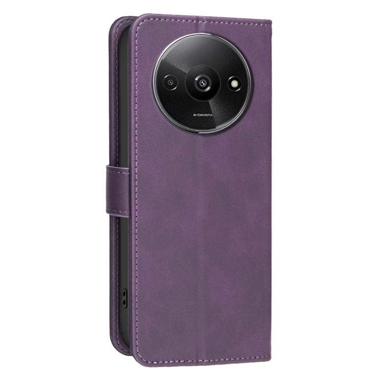 For Redmi A3 Solid Color Calfskin Texture RFID Vegan Leather Phone Case