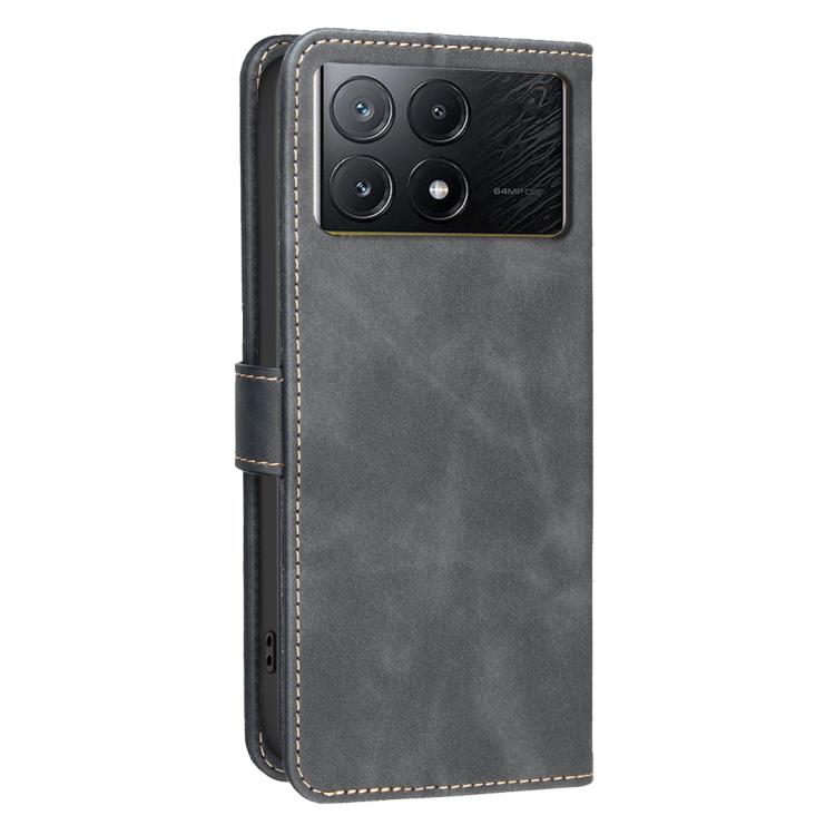 For Redmi K70E / Poco X6 Pro 5G Solid Color Calfskin Texture RFID Vegan Leather Phone Case