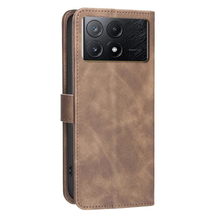For Redmi K70E / Poco X6 Pro 5G Solid Color Calfskin Texture RFID Vegan Leather Phone Case