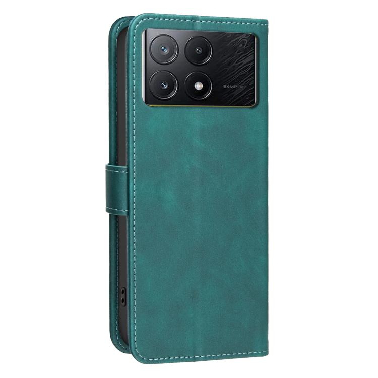For Redmi K70E / Poco X6 Pro 5G Solid Color Calfskin Texture RFID Vegan Leather Phone Case