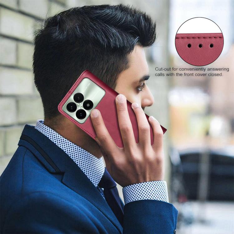 For Redmi K70 / K70 Pro / Poco F6 Pro 5G Solid Color Calfskin Texture RFID Vegan Leather Phone Case