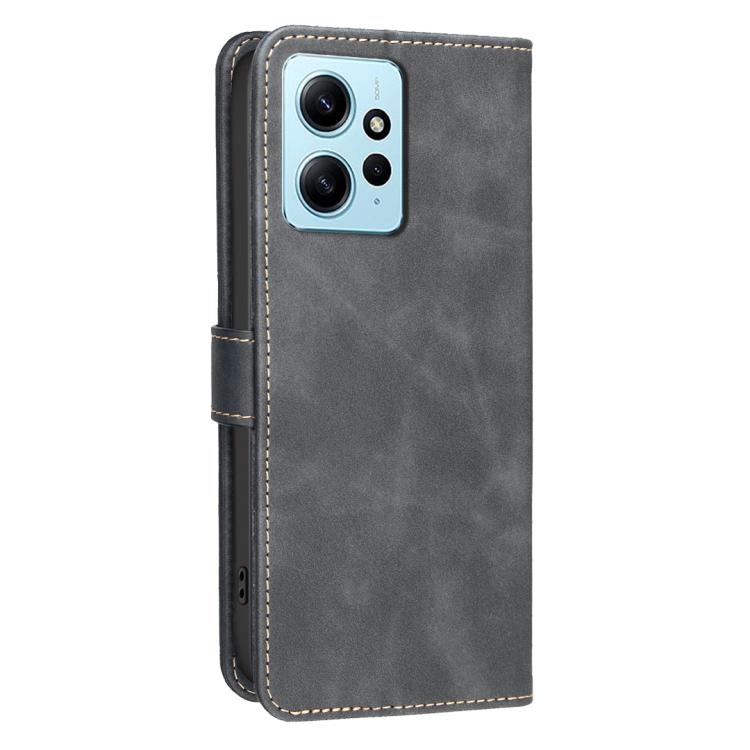 For Redmi Note 12 4G Global Solid Color Calfskin Texture RFID Vegan Leather Phone Case