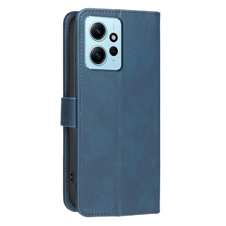 For Redmi Note 12 4G Global Solid Color Calfskin Texture RFID Vegan Leather Phone Case