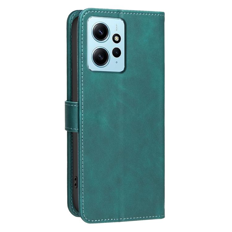 For Redmi Note 12 4G Global Solid Color Calfskin Texture RFID Vegan Leather Phone Case