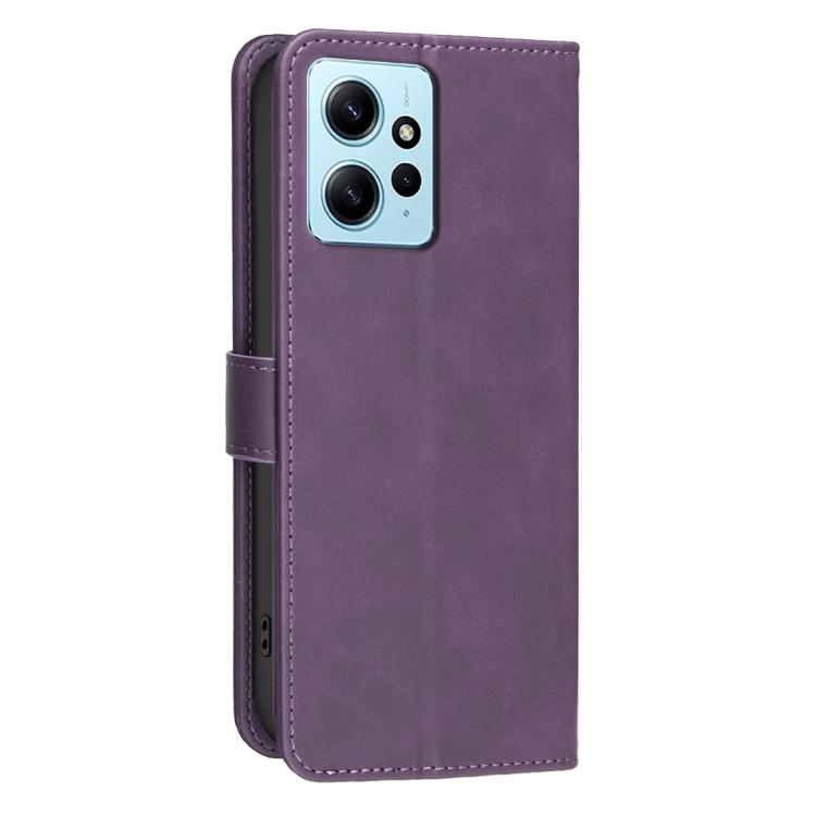 For Redmi Note 12 4G Global Solid Color Calfskin Texture RFID Vegan Leather Phone Case