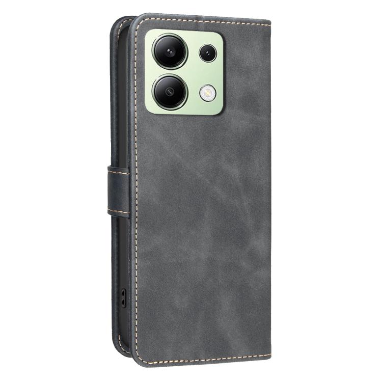 For Redmi Note 13 4G Global Solid Color Calfskin Texture RFID Vegan Leather Phone Case