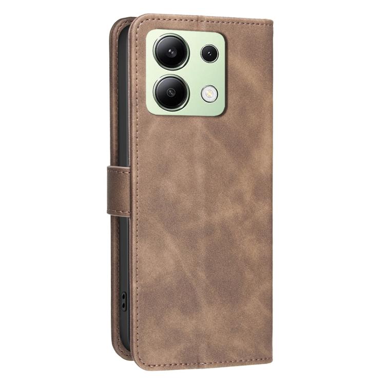 For Redmi Note 13 4G Global Solid Color Calfskin Texture RFID Vegan Leather Phone Case
