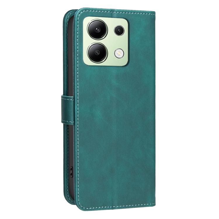For Redmi Note 13 4G Global Solid Color Calfskin Texture RFID Vegan Leather Phone Case