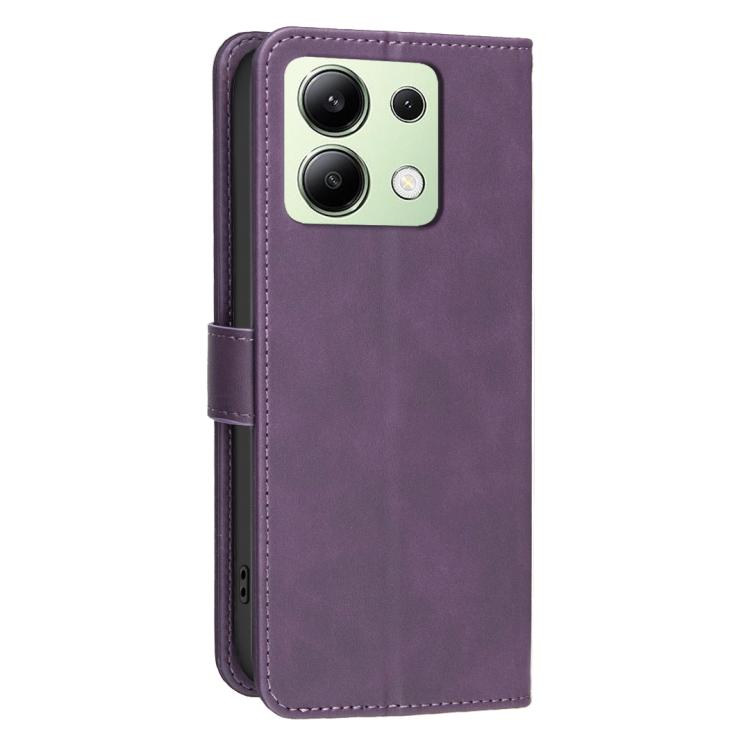 For Redmi Note 13 4G Global Solid Color Calfskin Texture RFID Vegan Leather Phone Case
