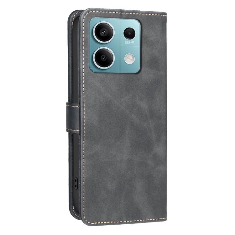 For Redmi Note 13 5G Solid Color Calfskin Texture RFID Vegan Leather Phone Case