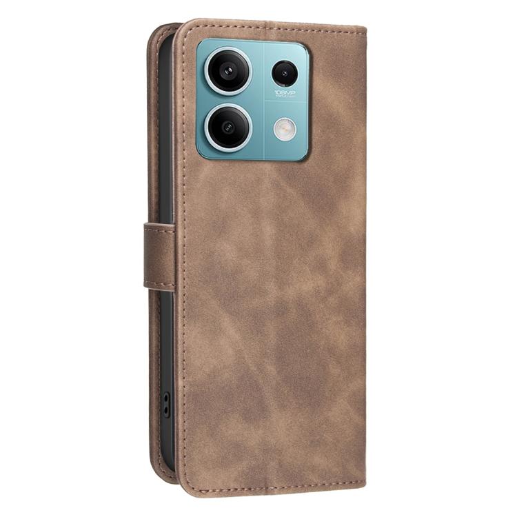 For Redmi Note 13 5G Solid Color Calfskin Texture RFID Vegan Leather Phone Case