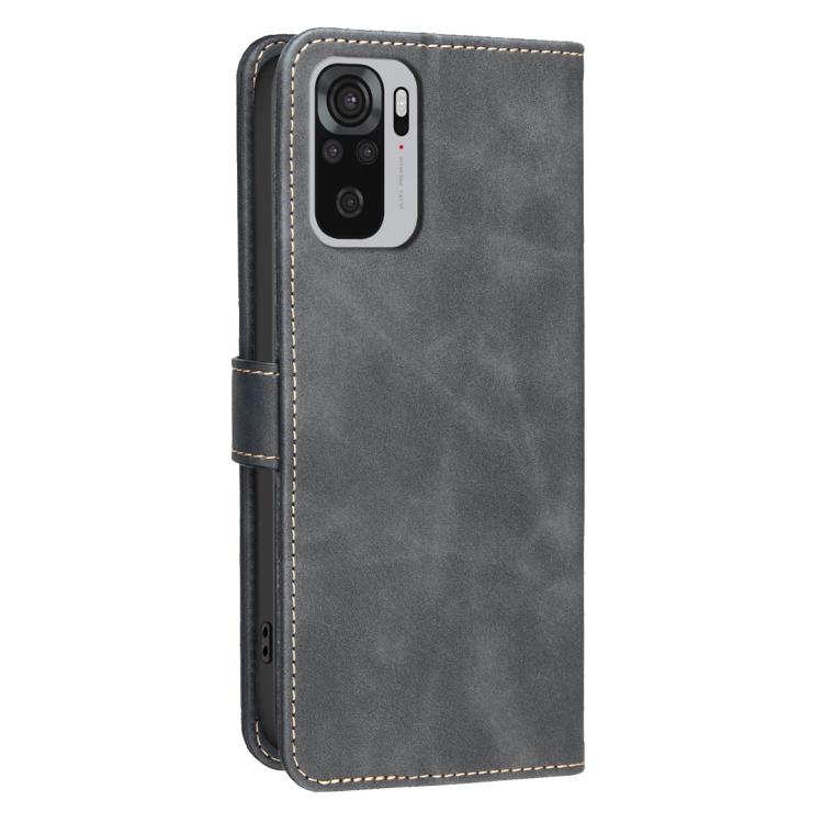 For Redmi Note 10 4G / Note 10S Solid Color Calfskin Texture RFID Vegan Leather Phone Case