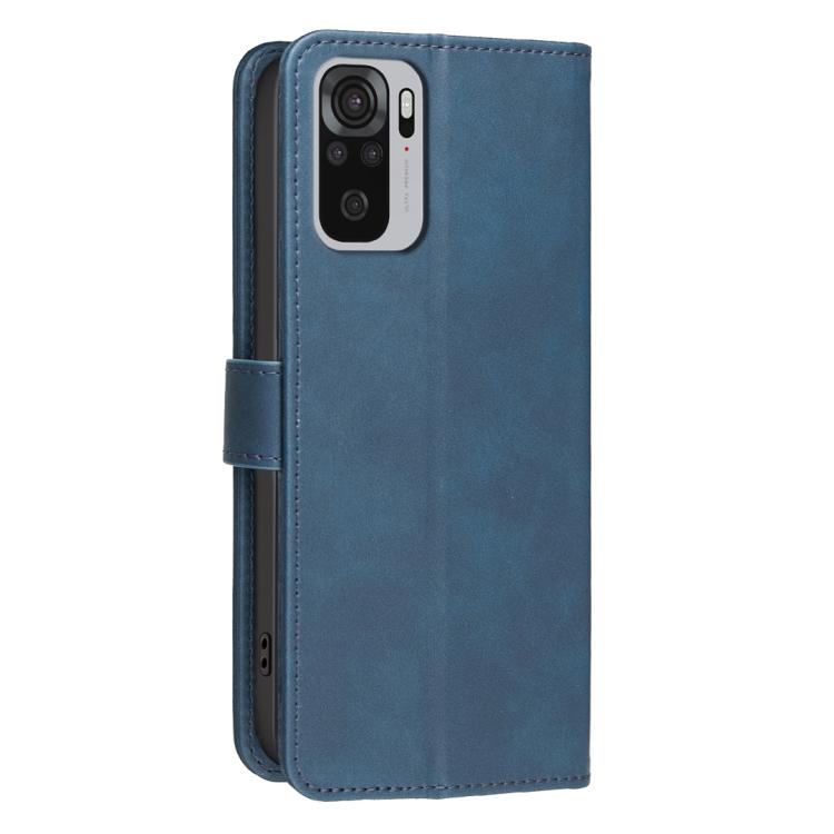 For Redmi Note 10 4G / Note 10S Solid Color Calfskin Texture RFID Vegan Leather Phone Case