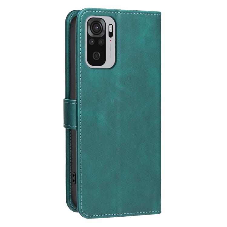 For Redmi Note 10 4G / Note 10S Solid Color Calfskin Texture RFID Vegan Leather Phone Case