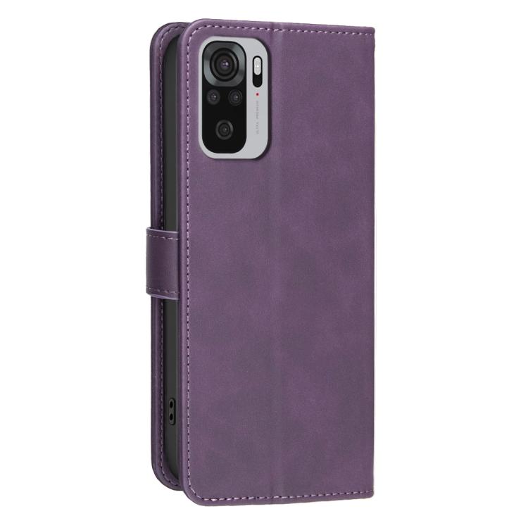 For Redmi Note 10 4G / Note 10S Solid Color Calfskin Texture RFID Vegan Leather Phone Case