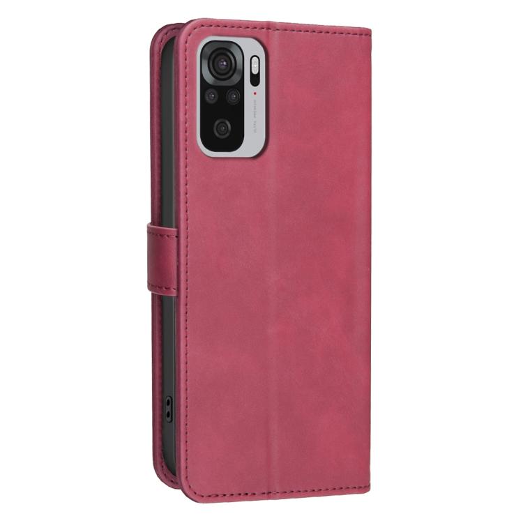 For Redmi Note 10 4G / Note 10S Solid Color Calfskin Texture RFID Vegan Leather Phone Case