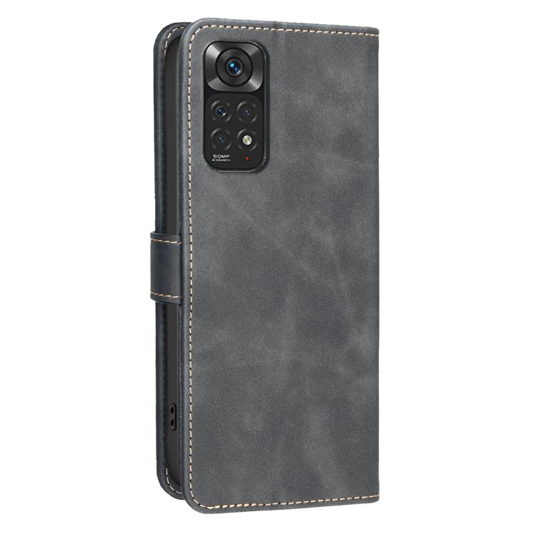 For Redmi Note 11 / 11S / 12S Global Solid Color Calfskin Texture RFID Vegan Leather Phone Case