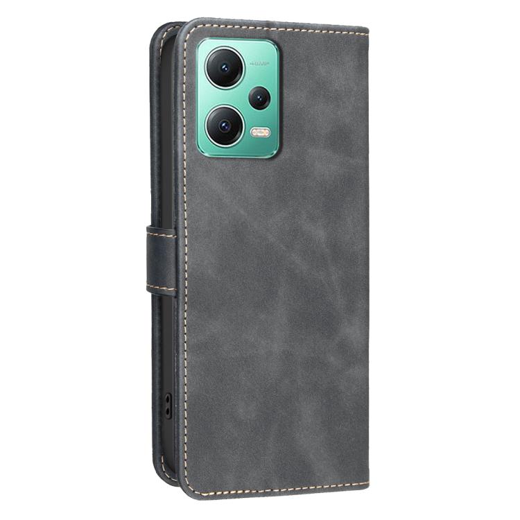 For Redmi Note 12 5G Global / Poco X5 Solid Color Calfskin Texture RFID Vegan Leather Phone Case