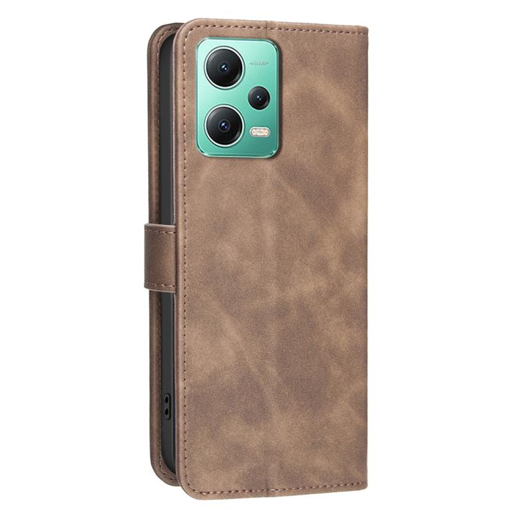 For Redmi Note 12 5G Global / Poco X5 Solid Color Calfskin Texture RFID Vegan Leather Phone Case