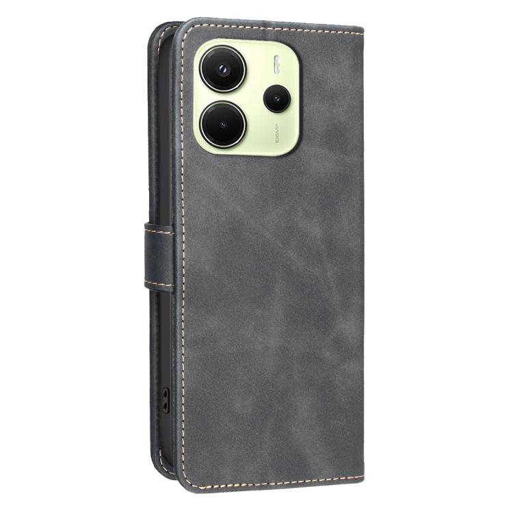 For Redmi Note 14 4G 164.84mm Solid Color Calfskin Texture RFID Vegan Leather Phone Case