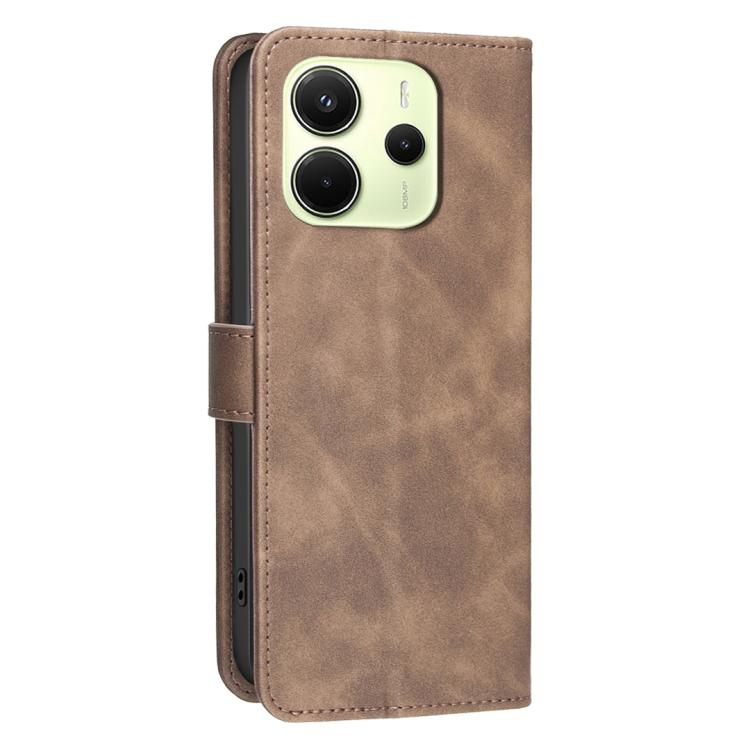 For Redmi Note 14 4G 164.84mm Solid Color Calfskin Texture RFID Vegan Leather Phone Case