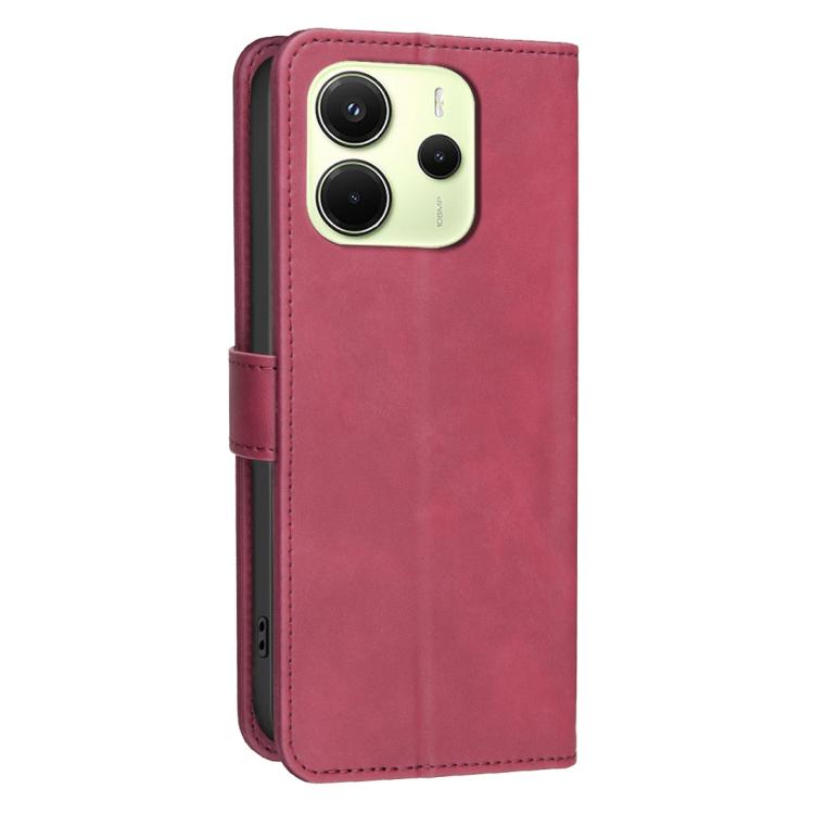 For Redmi Note 14 4G 164.84mm Solid Color Calfskin Texture RFID Vegan Leather Phone Case