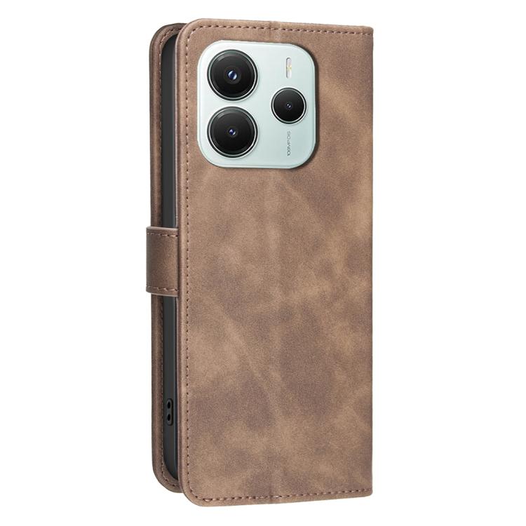 For Redmi Note 14 5G / Poco M7 Pro 5G Solid Color Calfskin Texture RFID Vegan Leather Phone Case
