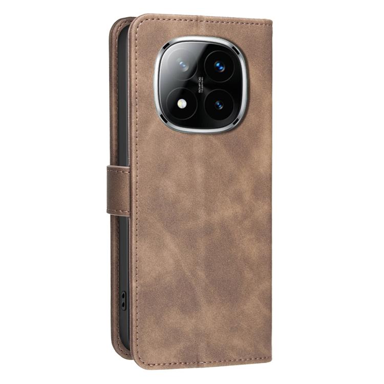 For Redmi Note 14 Pro 5G / 14 Pro+ 5G Solid Color Calfskin Texture RFID Vegan Leather Phone Case