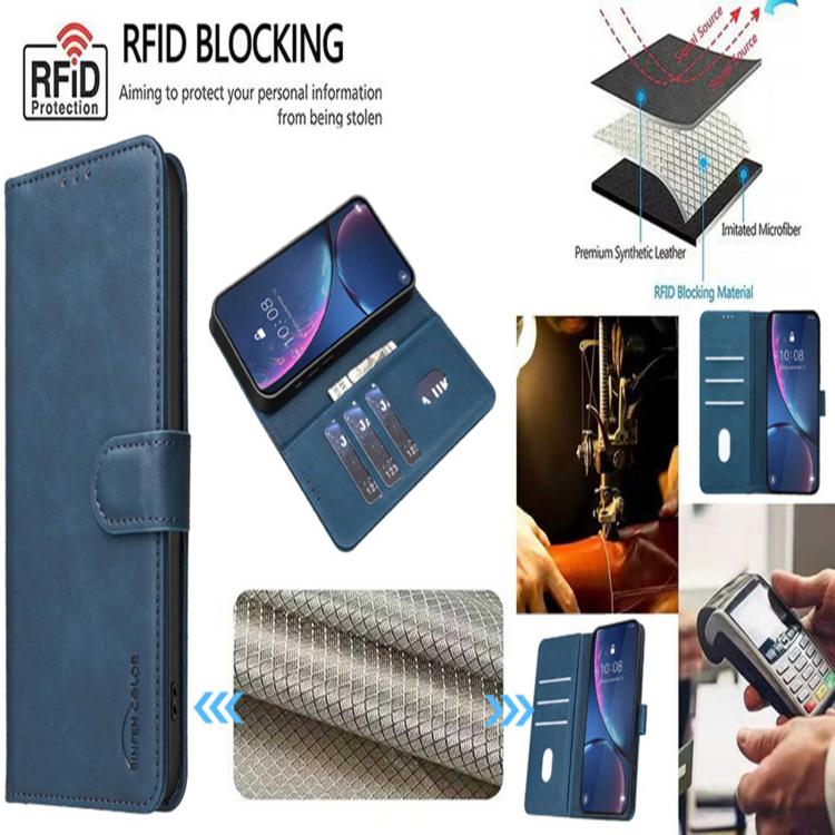 For Redmi 15a 5G Solid Color Calfskin Texture RFID Vegan Leather Phone Case