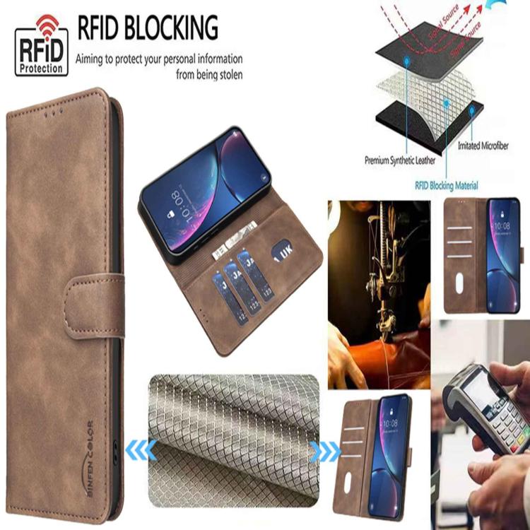 For Redmi 15a 5G Solid Color Calfskin Texture RFID Vegan Leather Phone Case